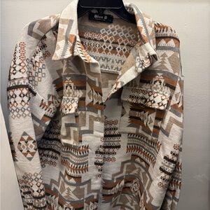 Blue B Women's Patterned Bomber Jacket - Brown and Cream